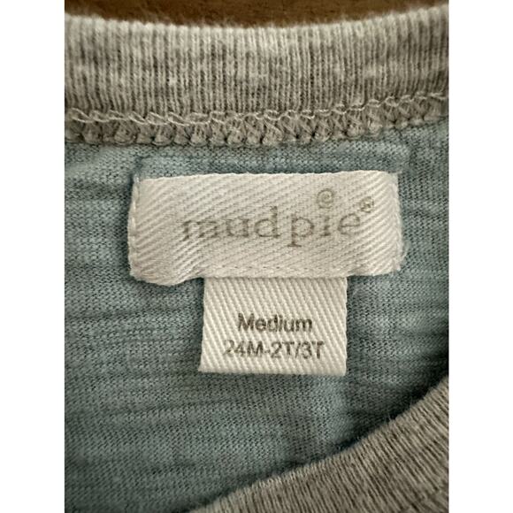 Mud Pie Blue Navy Red Firetruck Applique Raglan Cotton Knit Tee Top Boy 24M/2T - Picture 5 of 8